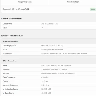 Ryzen 9 9900X Geekbench