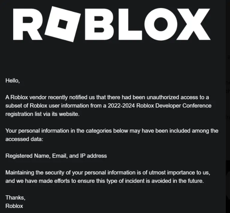 Roblox data breach