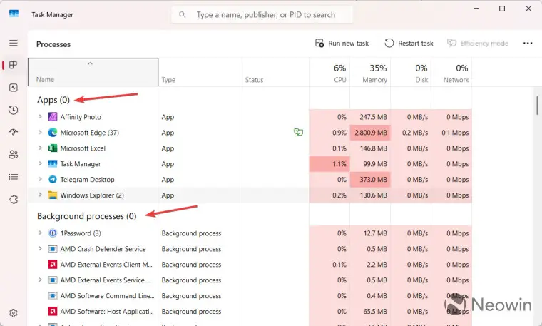 Windows 11 24H2 Task Manager