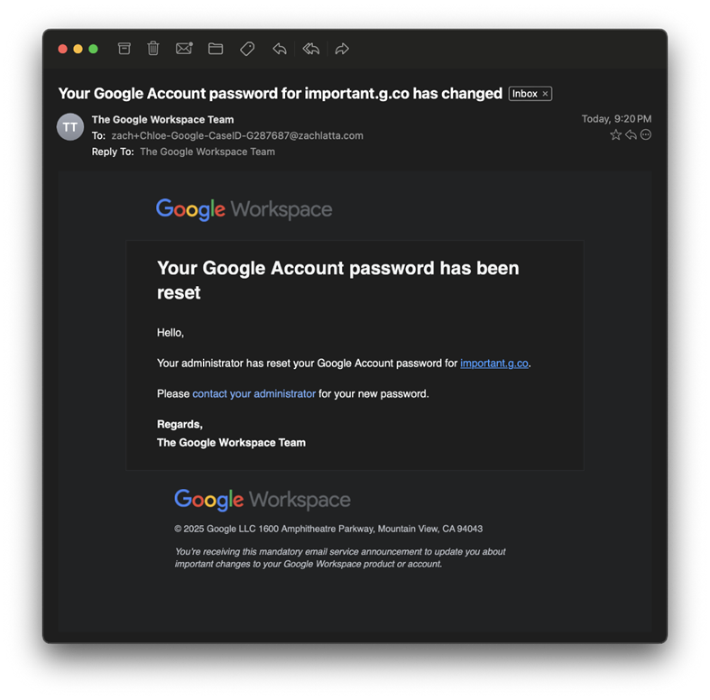 Google Workspace Phishing Attack