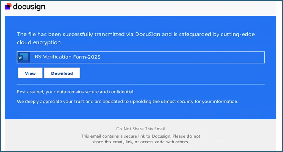PDF attachment masquerading as a DocuSign document