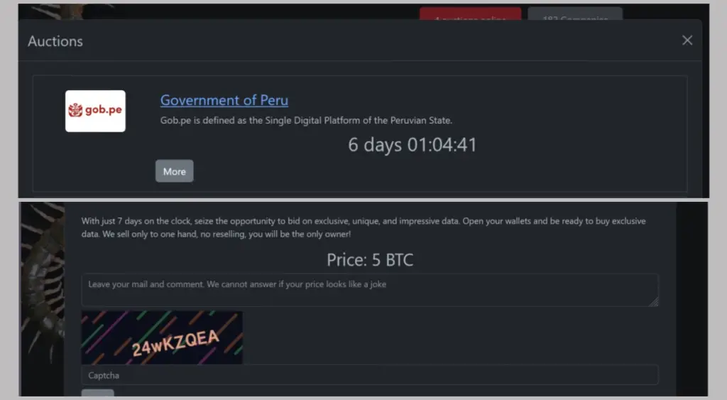 Rhysida, Peru cyberattack