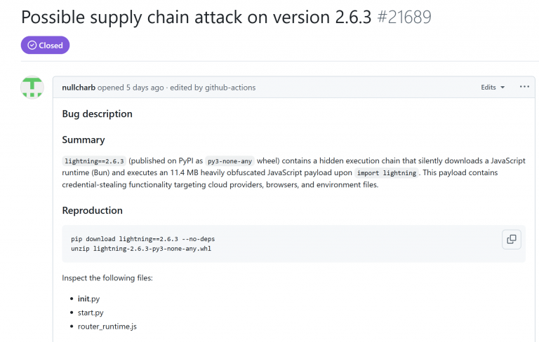 PyTorch Lightning 2.6.3 malware