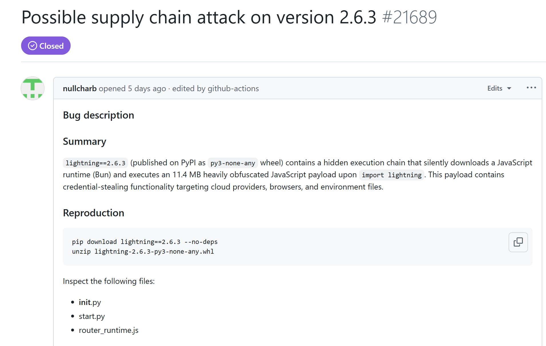 PyTorch Lightning 2.6.3 malware