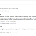 Codex usage limits depleting faster than expected as OpenAI investigates a rate-limiting and quota drain bug