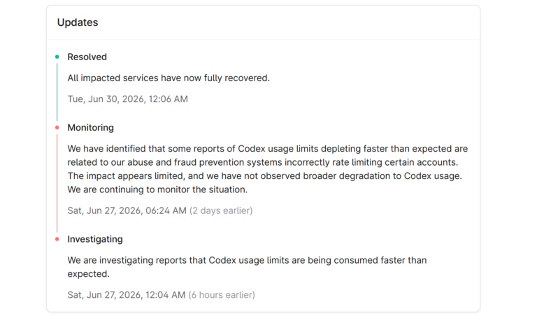 Codex usage limits depleting faster than expected as OpenAI investigates a rate-limiting and quota drain bug