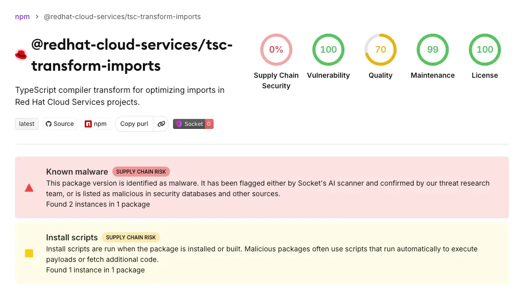 Red Hat npm attack