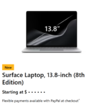 Microsoft Windows 11 operating system running on an 8GB Surface Laptop RAM configuration