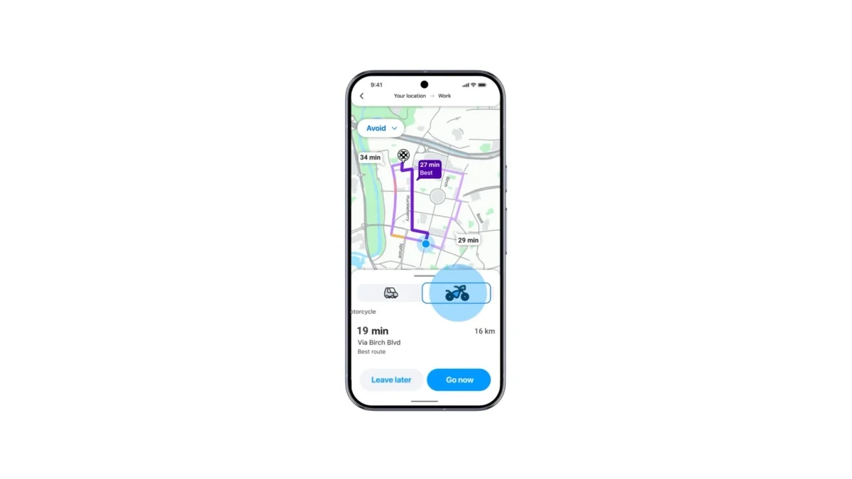 Waze Gemini motorcycle mode navigation with pothole warning and less chatty voice prompts