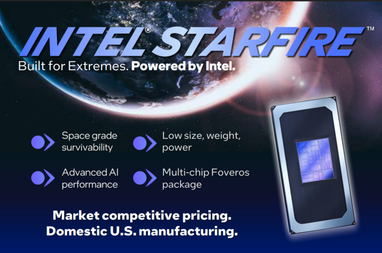 Intel Starfire aerospace AI chip on 18A process with radiation hardening for orbital data centers