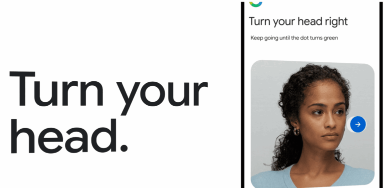 Google selfie video recovery interface, biometric facial recognition account access