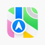Apple Maps interface showing a subtle sponsored advertisement tag