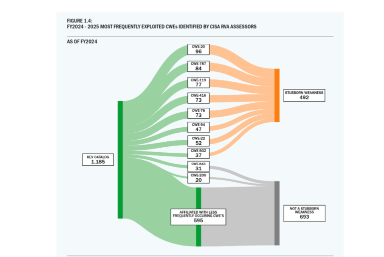 CISA vulnerability review dashboard showing known exploited vulnerabilities and persistent software weaknesses