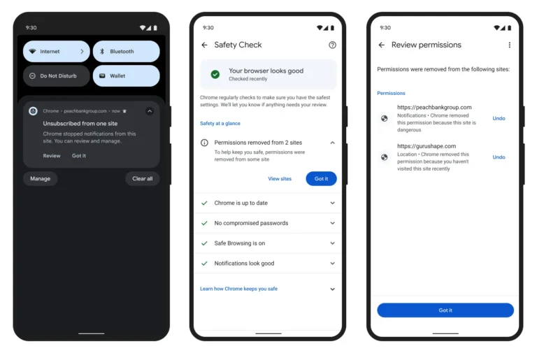 Google Chrome abusive notification defense multi-layered protection Android Firebase rate limiting