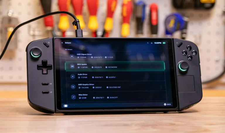 Lenovo Legion Go handheld gaming device suffering from a bricked BIOS update