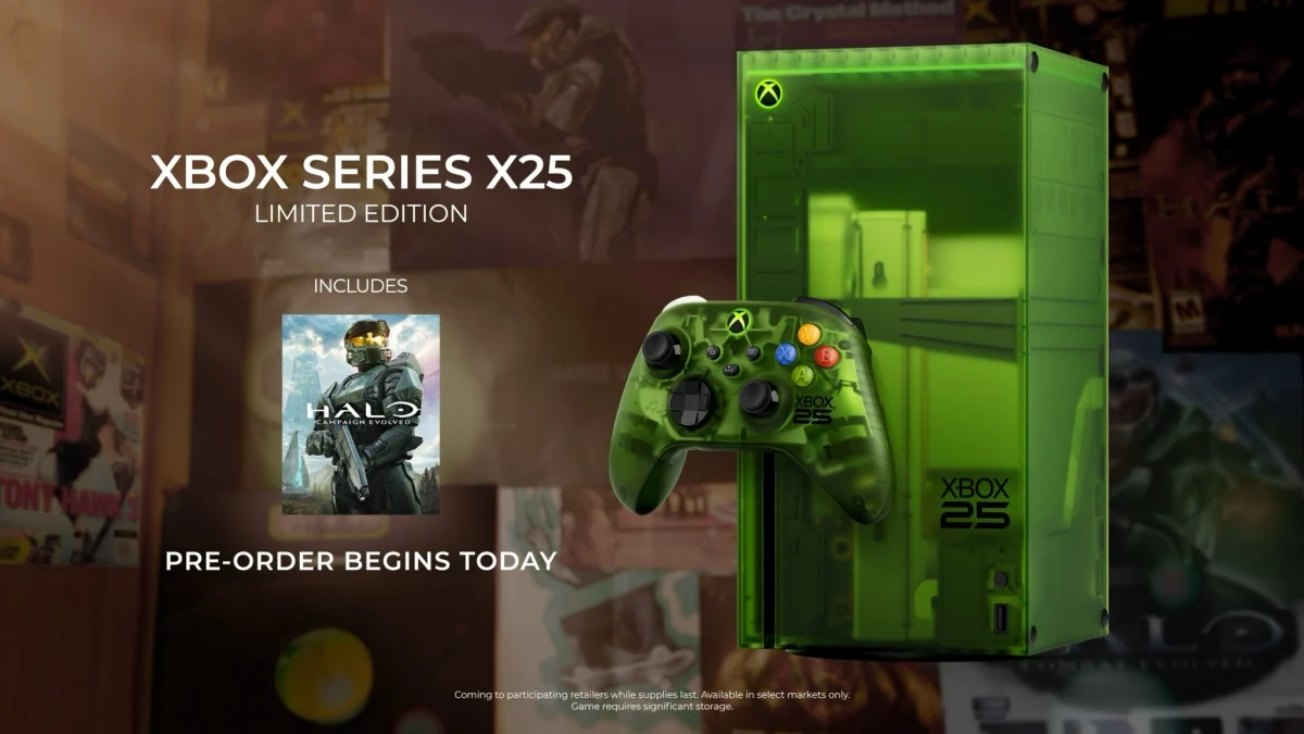 Xbox 25th Anniversary Series X translucent green console disc to digital