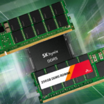 SK Hynix semiconductor fabrication plant rendering and HBM4E memory chip