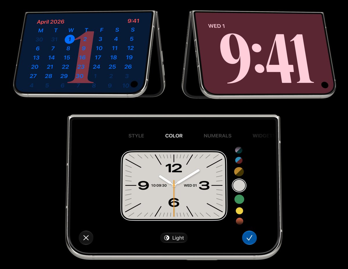 iPhone Duo StandBy mode showing the iPhone Duo Snoopy watch face on a foldable display