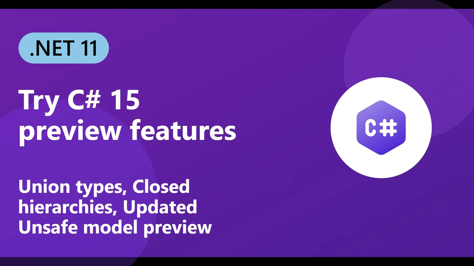 A conceptual illustration of C# programming code featuring the new union types structure introduced in version 15