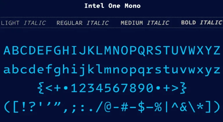 Intel ONE Mono font coding environment display