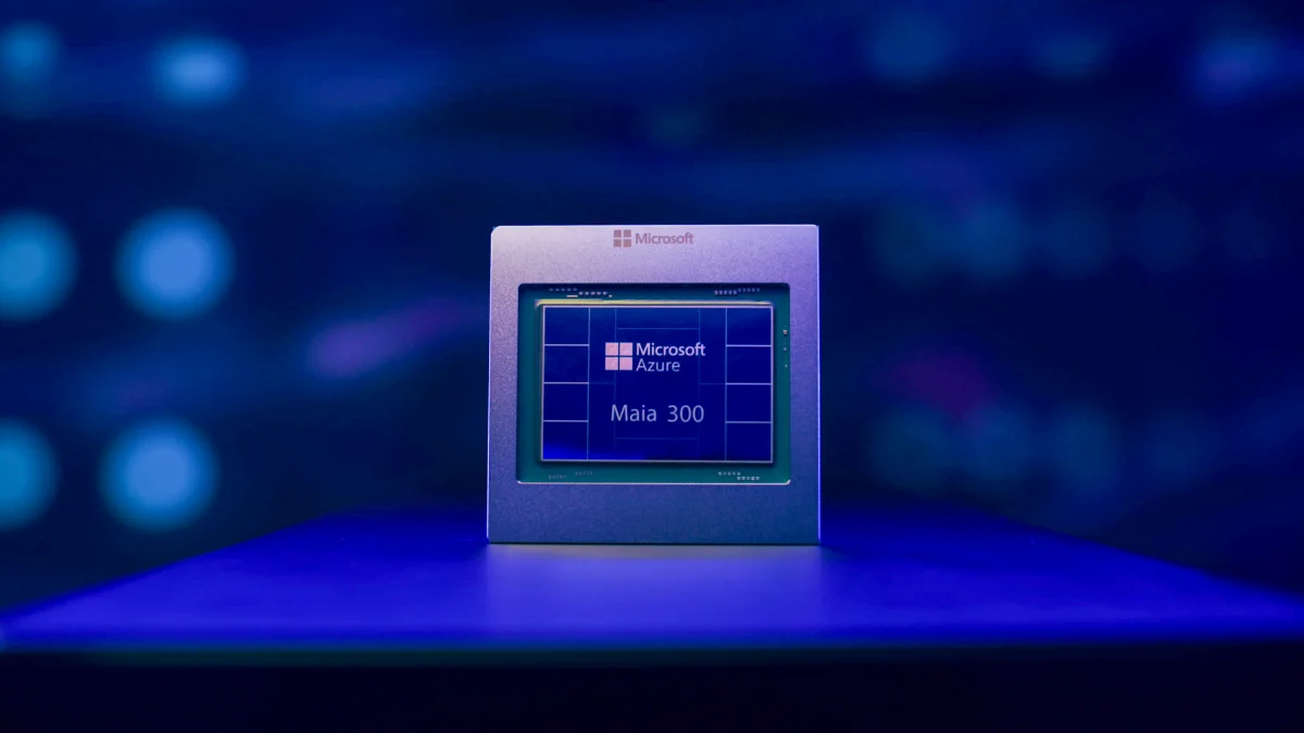Microsoft Maia 300 accelerator rack built on TSMC N2P for Azure Maia AI inference at multi-gigawatt scale