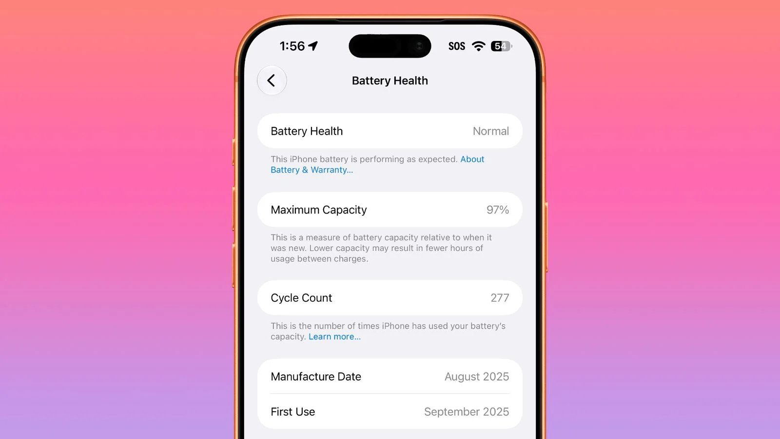 iPhone charge limit settings displaying iPhone battery health capacity